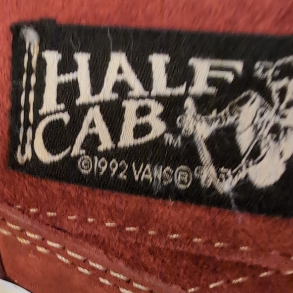 Vans Skateboarding Half Cab Pig Suede Size 10.5 Brick Red Burgandy White Sole - Picture 13 of 16